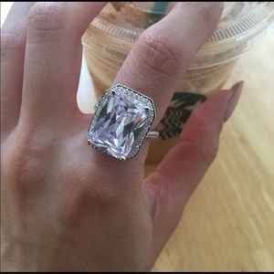 925 14kGold Dipped Halo White Topaz Ring